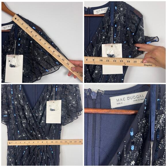 NWT Mac Duggal 2 Embellished V-Neck Floor-Length Gown Dress - Picture 6 of 11